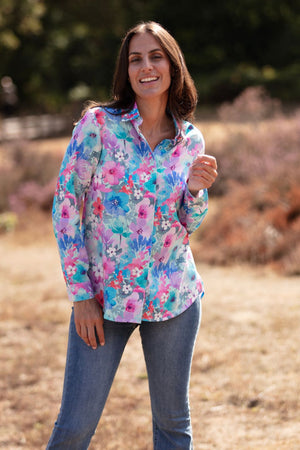 Flowery long tunic shirt