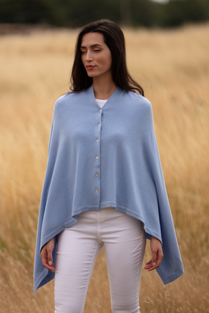 Classic Button Cashmere Poncho