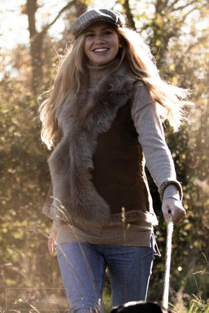 Toscana Sheepskin Gilet - Pink Avocet