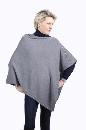 Classic Button Cashmere Poncho - Pink Avocet