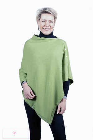 Classic Button Cashmere Poncho - Pink Avocet