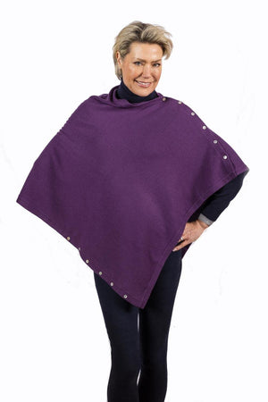 Classic Button Cashmere Poncho - Pink Avocet
