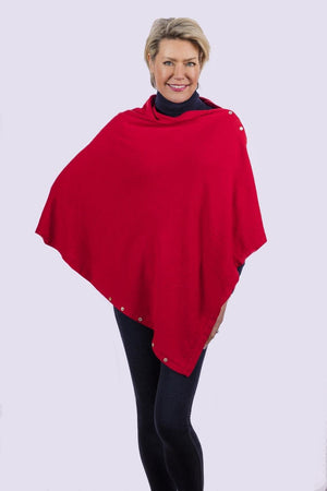 Classic Button Cashmere Poncho - Pink Avocet