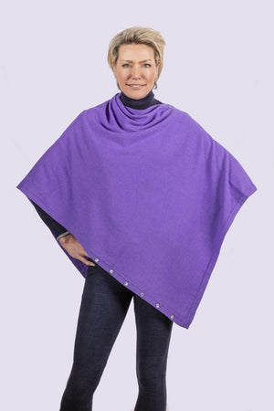 Classic Button Cashmere Poncho - Pink Avocet