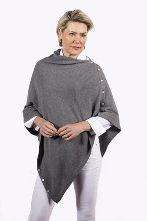 Classic Button Cashmere Poncho - Pink Avocet