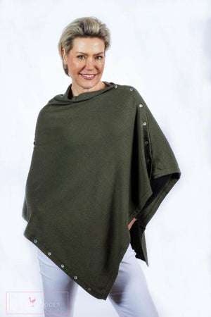 Classic Button Cashmere Poncho - Pink Avocet