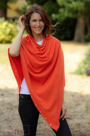 Classic Button Cashmere Poncho - Pink Avocet
