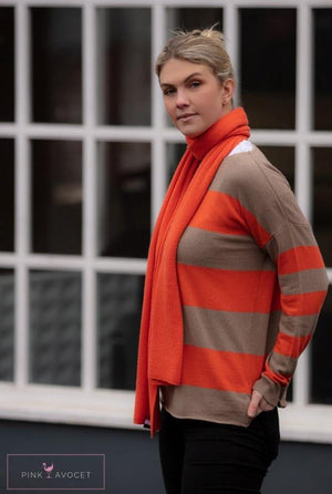 Stripey Boat-neck Jersey - Pink Avocet