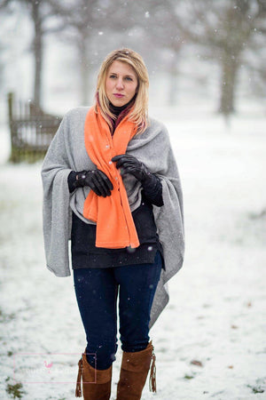 Classic Button Cashmere Poncho - Pink Avocet