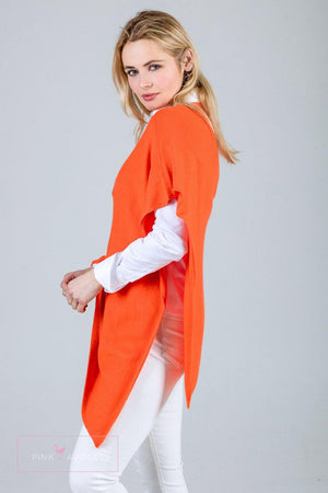 Classic Button Cashmere Poncho - Pink Avocet