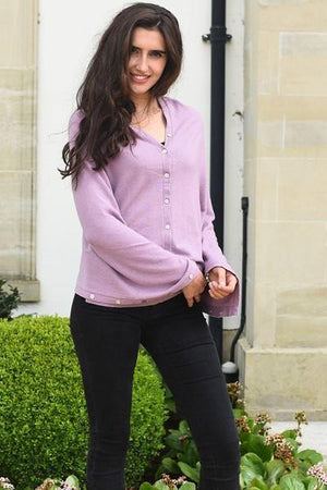 Classic Button Cashmere Poncho - Pink Avocet