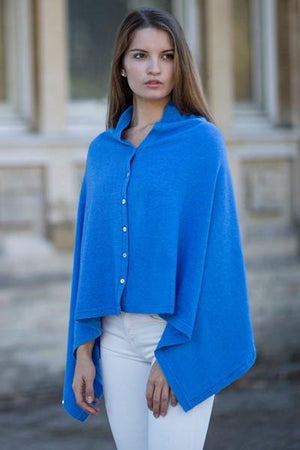 Classic Button Cashmere Poncho - Pink Avocet