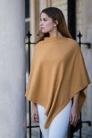 Classic Button Cashmere Poncho - Pink Avocet