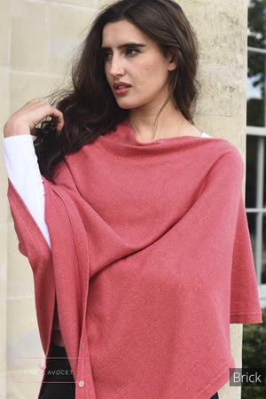 Classic Button Cashmere Poncho - Pink Avocet