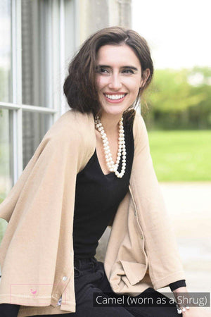 Classic Button Cashmere Poncho - Pink Avocet