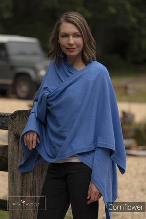 Classic Button Cashmere Poncho - Pink Avocet