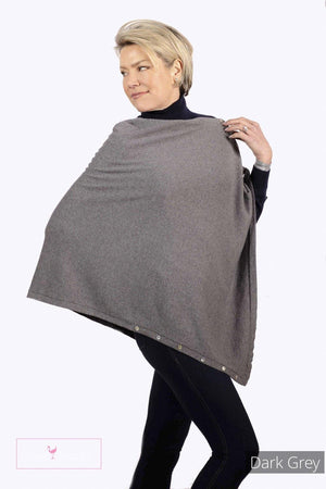 Classic Button Cashmere Poncho - Pink Avocet