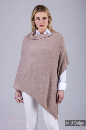 Classic Button Cashmere Poncho - Pink Avocet