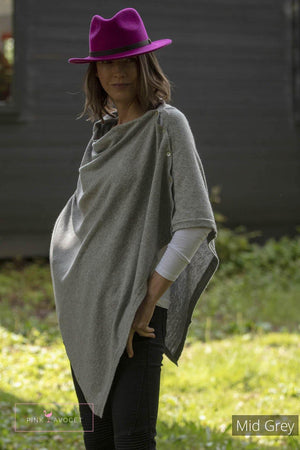 Classic Button Cashmere Poncho - Pink Avocet