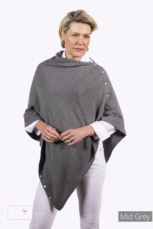 Classic Button Cashmere Poncho - Pink Avocet