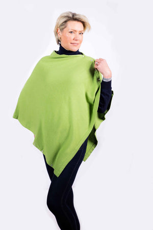 Classic Button Cashmere Poncho - Pink Avocet