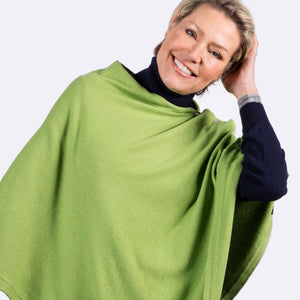 Classic Button Cashmere Poncho - Pink Avocet