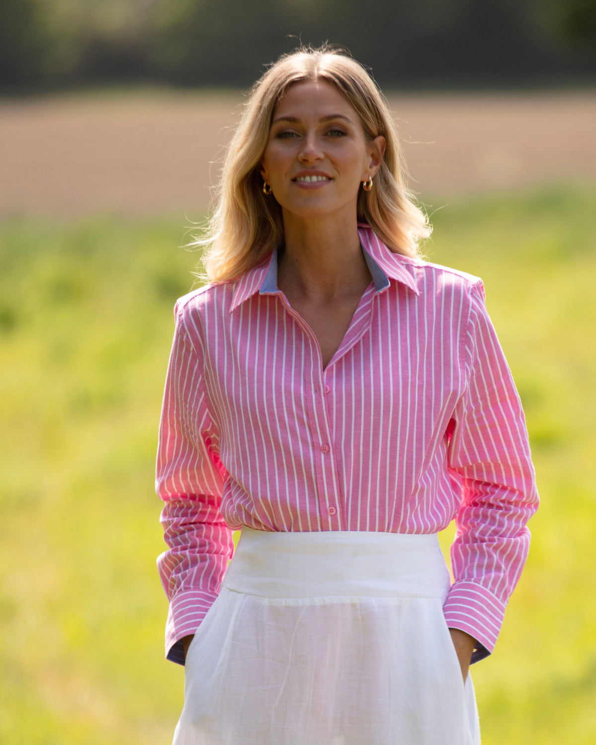 Pure cotton Pink & White 3 Stripe shirt