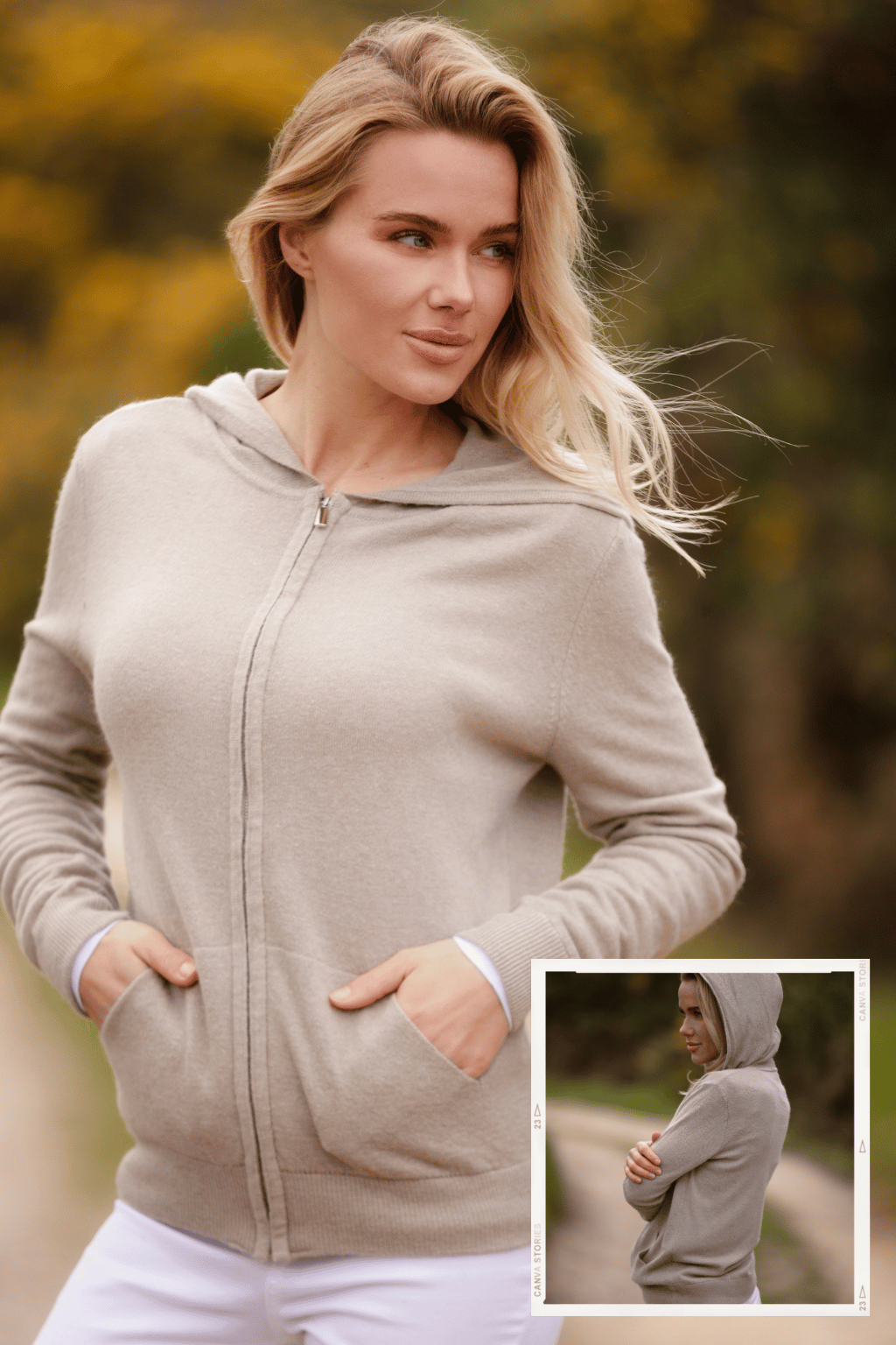 Cashmere zip 2025 hoodie women's