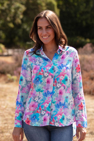 Flowery long tunic shirt