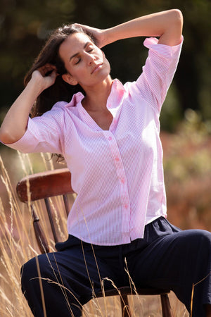 Pink seersucker shirt