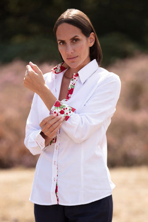 White cotton shirt with Rose accent