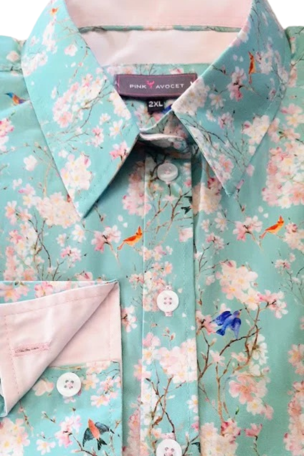 Blossom and Bluebirds Cotton Shirt