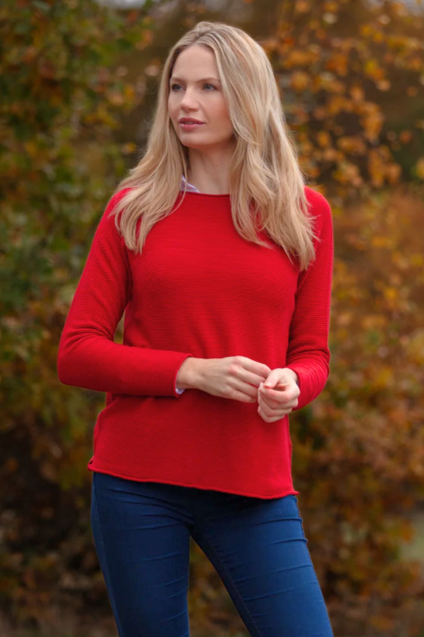 Ribbed Sweater Boat Neck