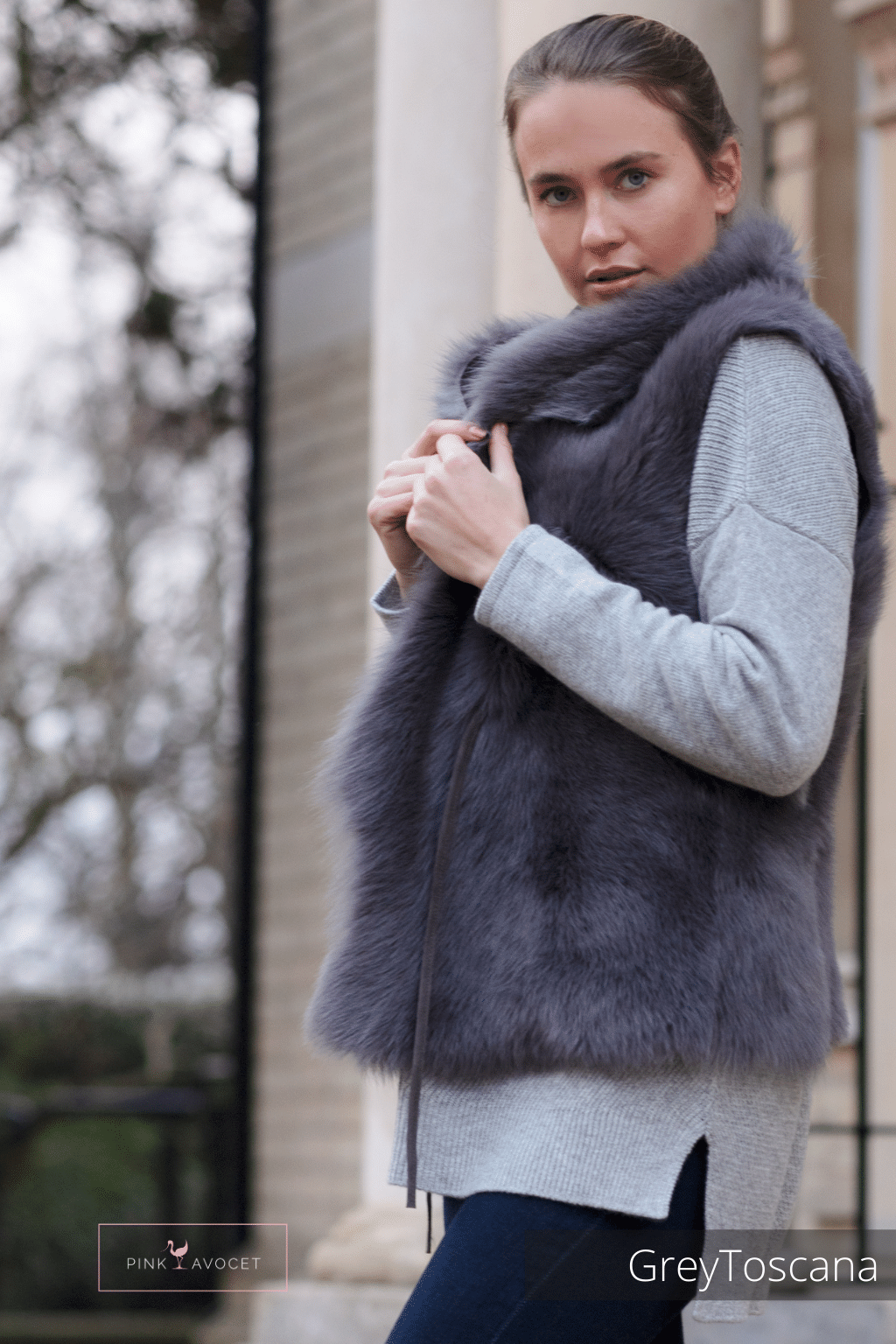 Long grey 2025 fur gilet