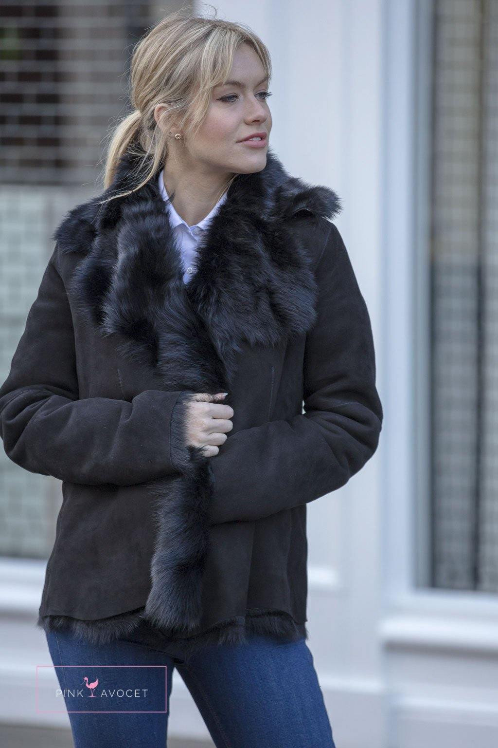 Sheepskin Shearling Jackets with Fox Fur | Shearling Coat Jacket