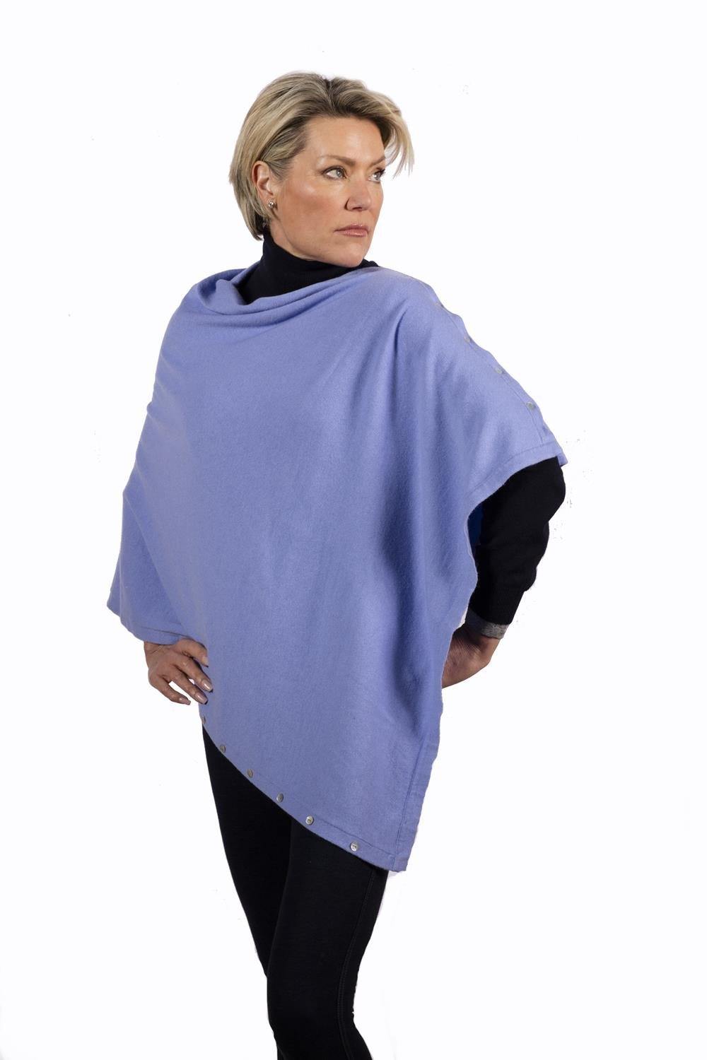 Classic Button Cashmere Poncho - Pink Avocet