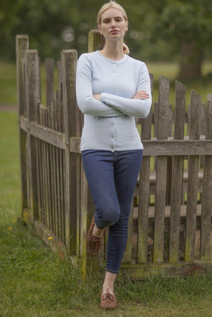 Crew-Neck Cardigan - Pink Avocet