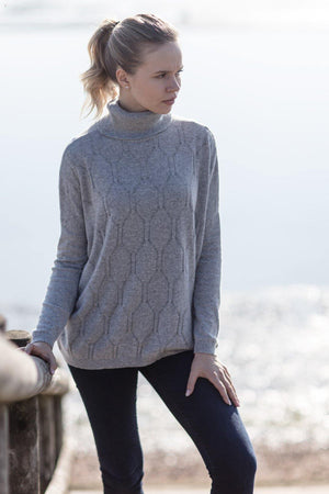 Italian Roll-neck Cashmere Jersey - Pink Avocet