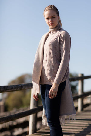 Italian Roll-neck Cashmere Jersey - Pink Avocet