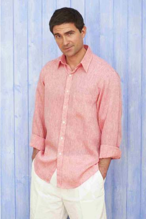 Men's Linen Shirt - Raspberry
