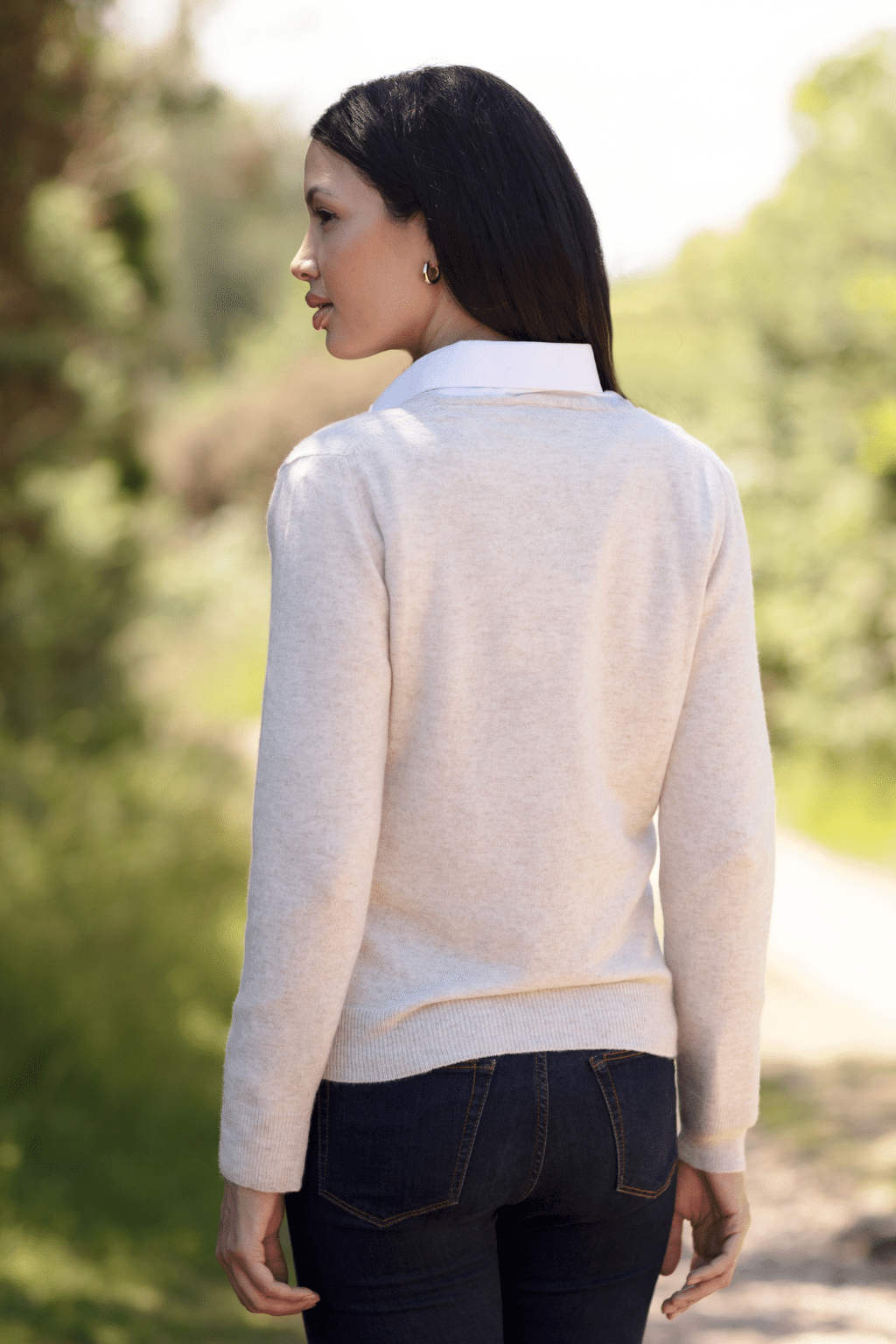 Low V Neck Ladies Cashmere Jersey