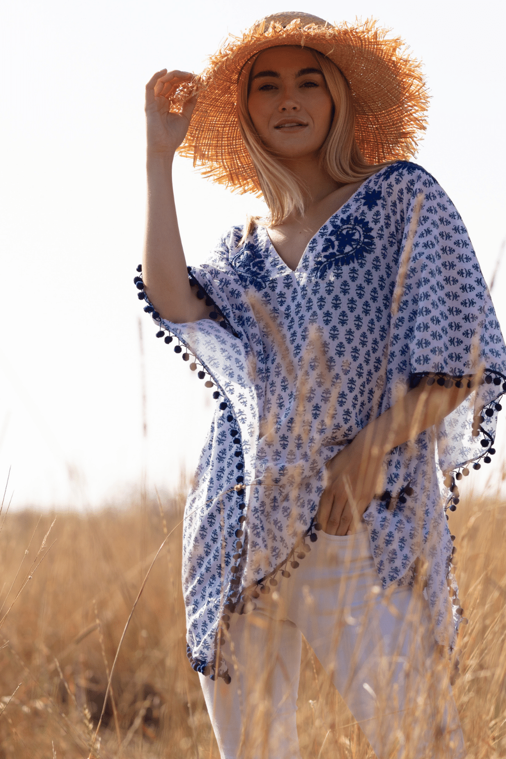 Ladies PomPom Poncho