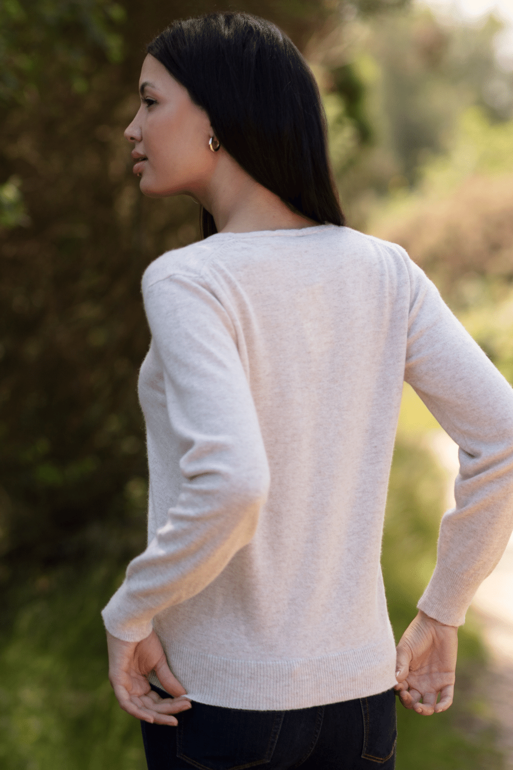 Low V Neck Ladies Cashmere Jersey