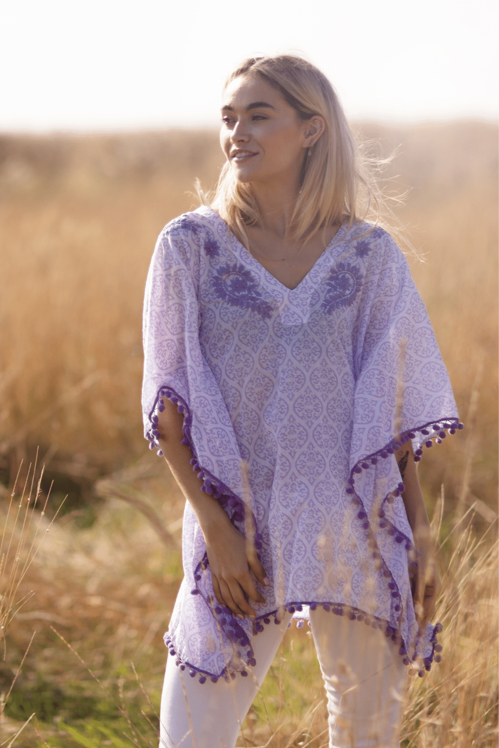 Ladies PomPom Poncho