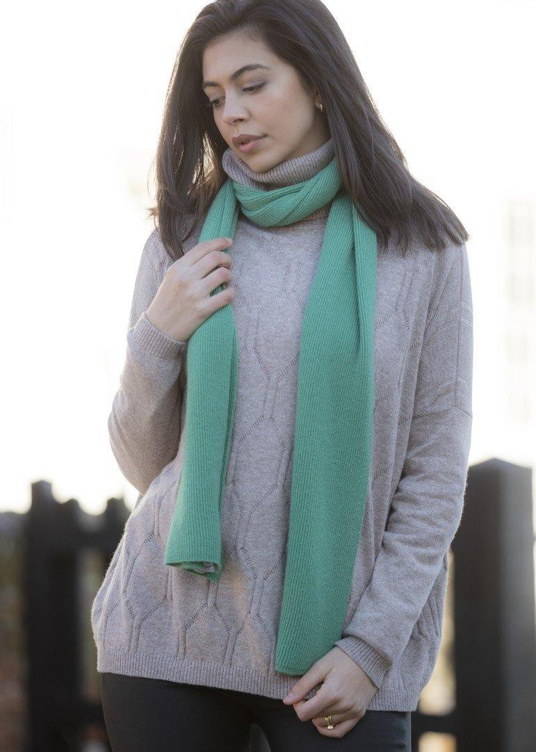 Cashmere Ribbed Scarf - Pink Avocet