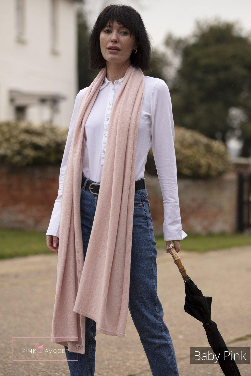 Long Cashmere Wrap (Unisex) - Pink Avocet