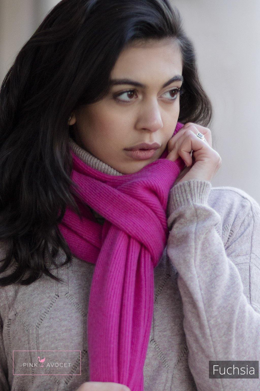 Cashmere Ribbed Scarf - Pink Avocet