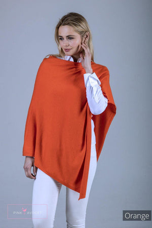Classic Button Cashmere Poncho - Pink Avocet