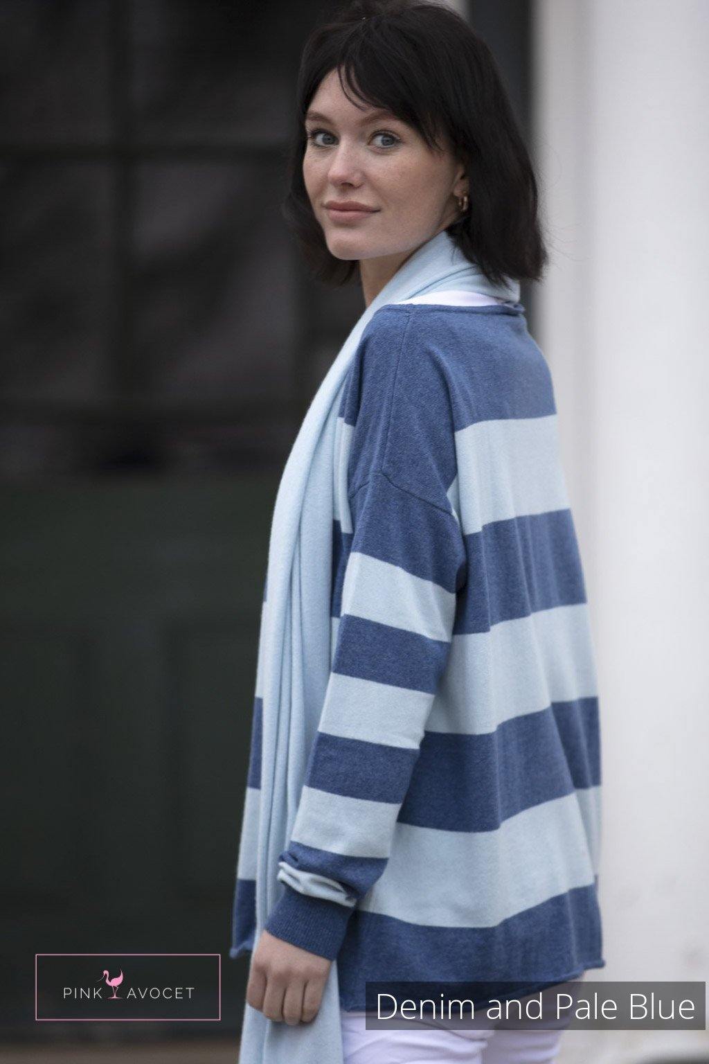 Stripey Boat-neck Jersey - Pink Avocet