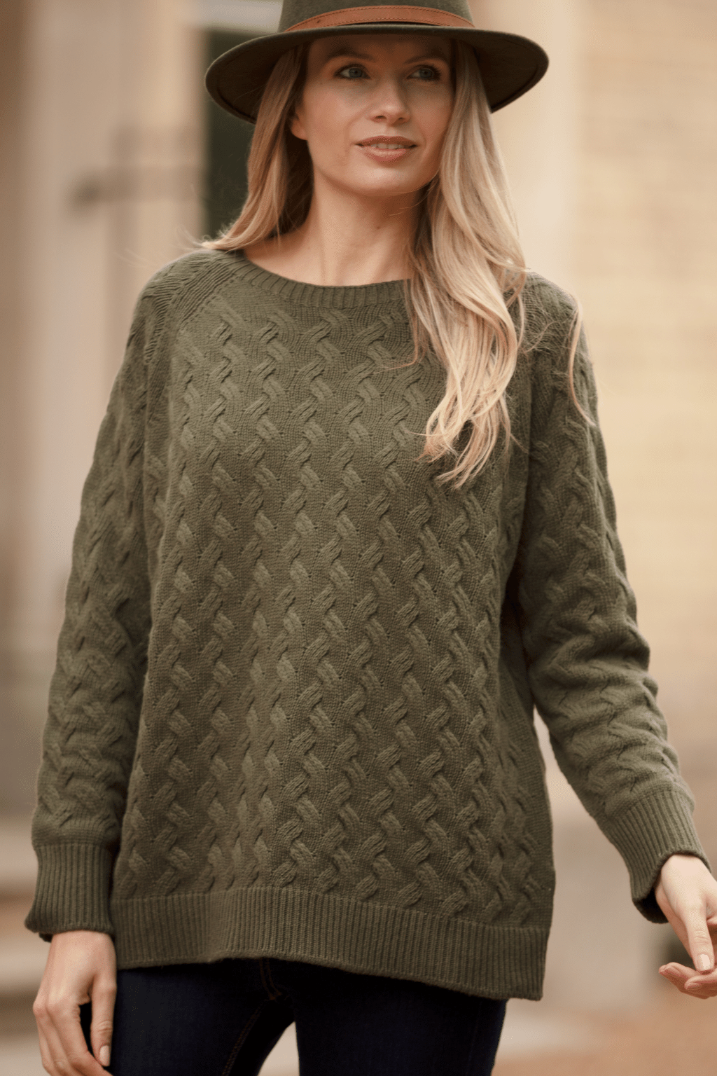 Olive green 2025 cable knit sweater